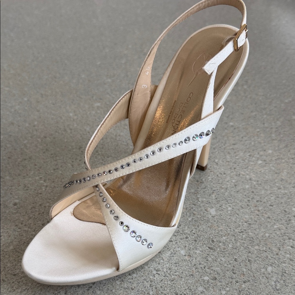 Collection Bebe Cream Rhinestone Slingback Heels - Picture 2 of 4